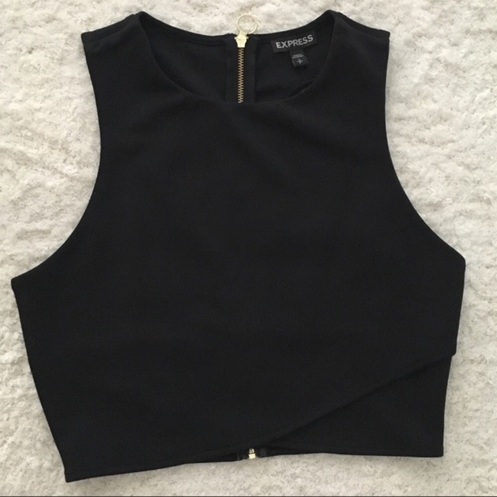 Express black crop top back cutouts small